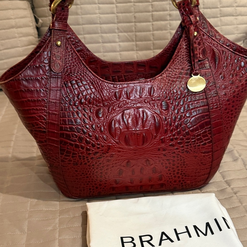 Brahmin Rich Red Embossed Shoulder Bag